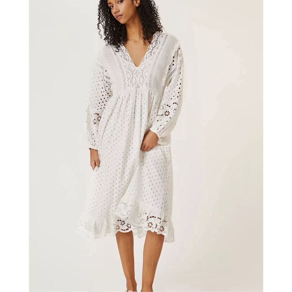 Anthropologie Forever That Girl 100% cotton eyelet Midi Dress Size XS